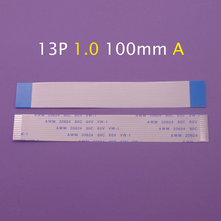 

1pcs 13pin FFC FPC flat flexible cable 1.0mm pitch 13 pin A Forward Length 100mm Ribbon Flex Cable AWM 20624 80C 60V VW-1