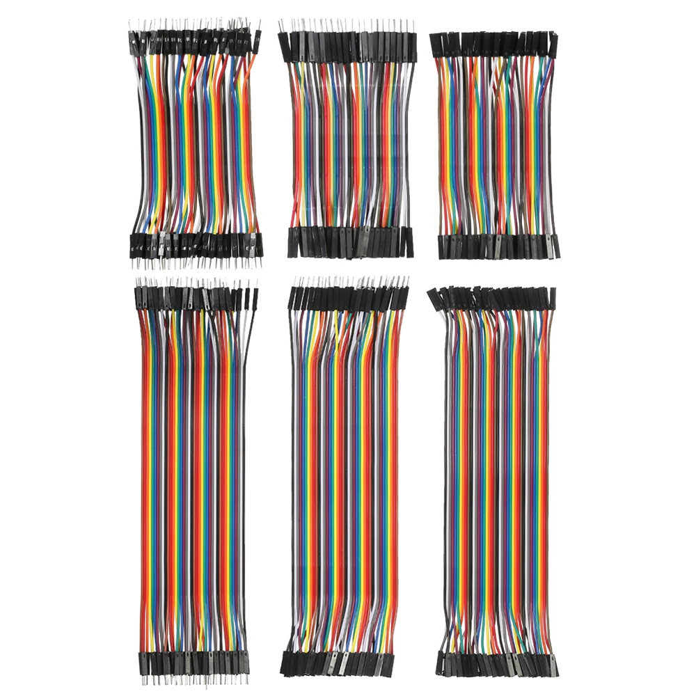 

240pcs Breadboard Jumper Wire Multicolored 80 Pin M/M + 80 Pin M/F + 80 Pin F/F (10cm/20cm) Ribbon Cables Kit