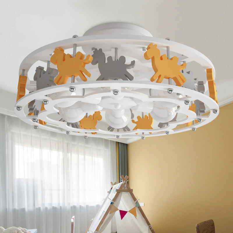 TRAZOS, троянский конь, светодиодный потолочный светильник для гостиной, деревянный современный потолочный светильник для гостиной, детская спальня, осветительные приборы - Цвет корпуса: Оранжевый