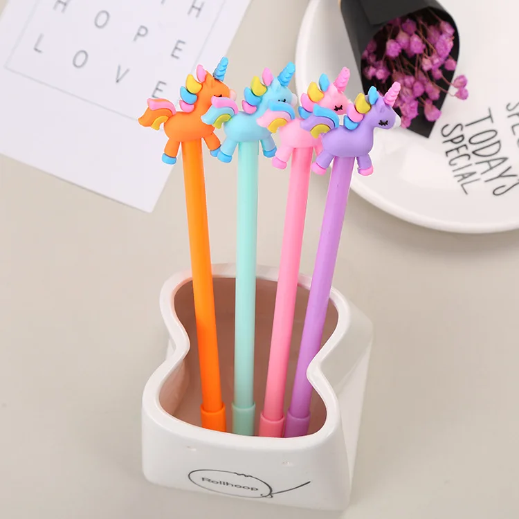 

24 pcs Creative Unicorn Gel Pen Cute Student Cartoon Pony Exam Black Office Sign Pen Wholesale stationery for school