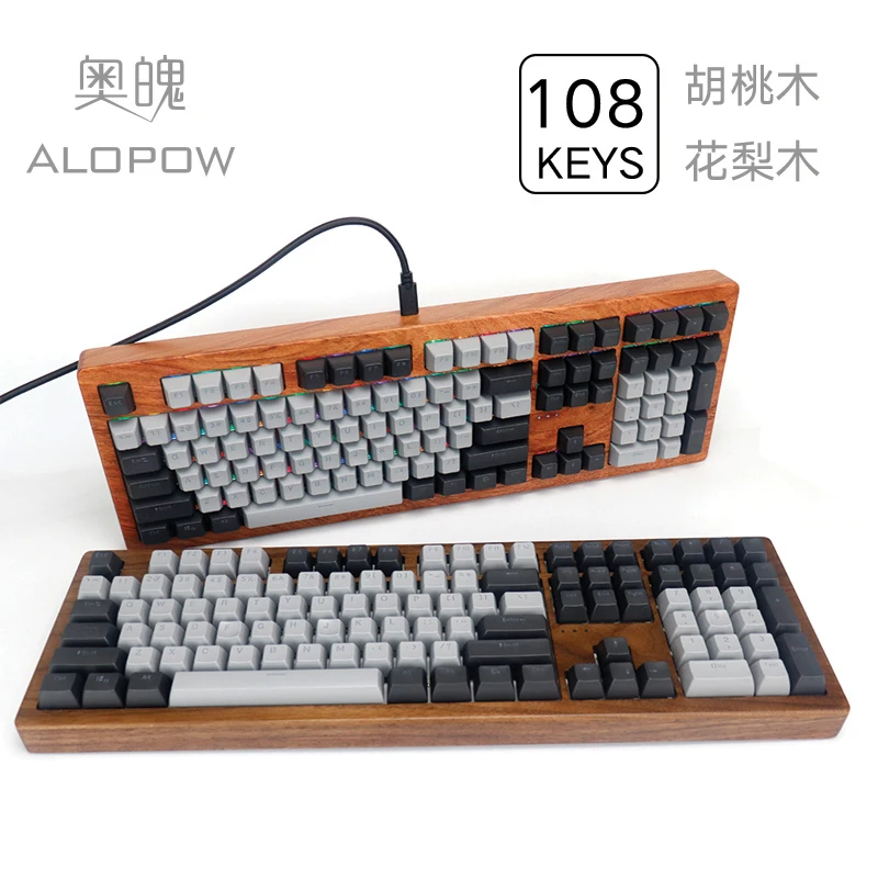 Механическая клавиатура Alopow AOPO 108 100% Деревянный чехол с rgb подсветкой usb type c