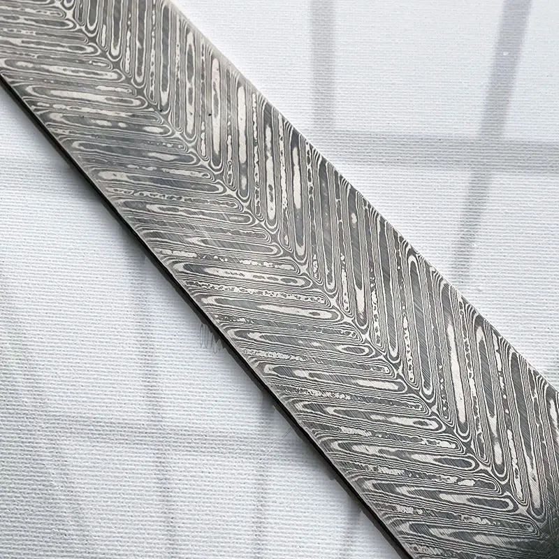 1piece Damascus Steel DIY Knife Making Spiral Texture Sandwich Pattern Steel Knife Blade Blank Kitchen Knife Heat Treatment