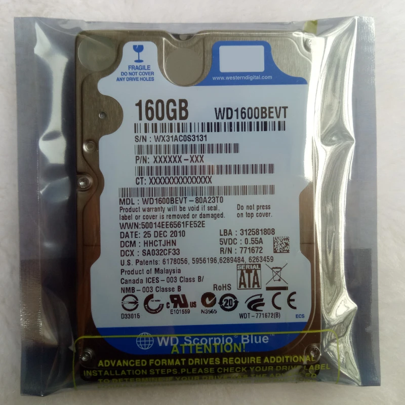 ο WD 160GB 2.5 SATA 3 ⰡƮ/ 8MB 5400RPM 9.5MM Ʈ HDD   ϵ ũ WD1600BEVT WD1600BEVS