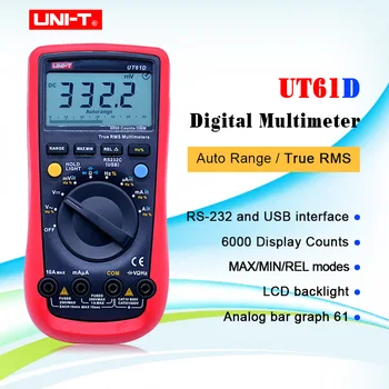 

Digital Multimeter UNI-T UT61D True RMS Auto Range 6000 Counts Modern Digital Multimeters ACDC Meter CD Backlight