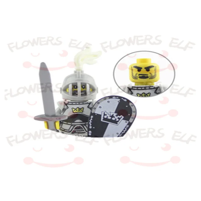 1PCS Blue Lion Red Green Dragon Knight Mini Two-person Villain Middle Age Assembling Building Blocks Children'sToy Medieval Knig 9810C