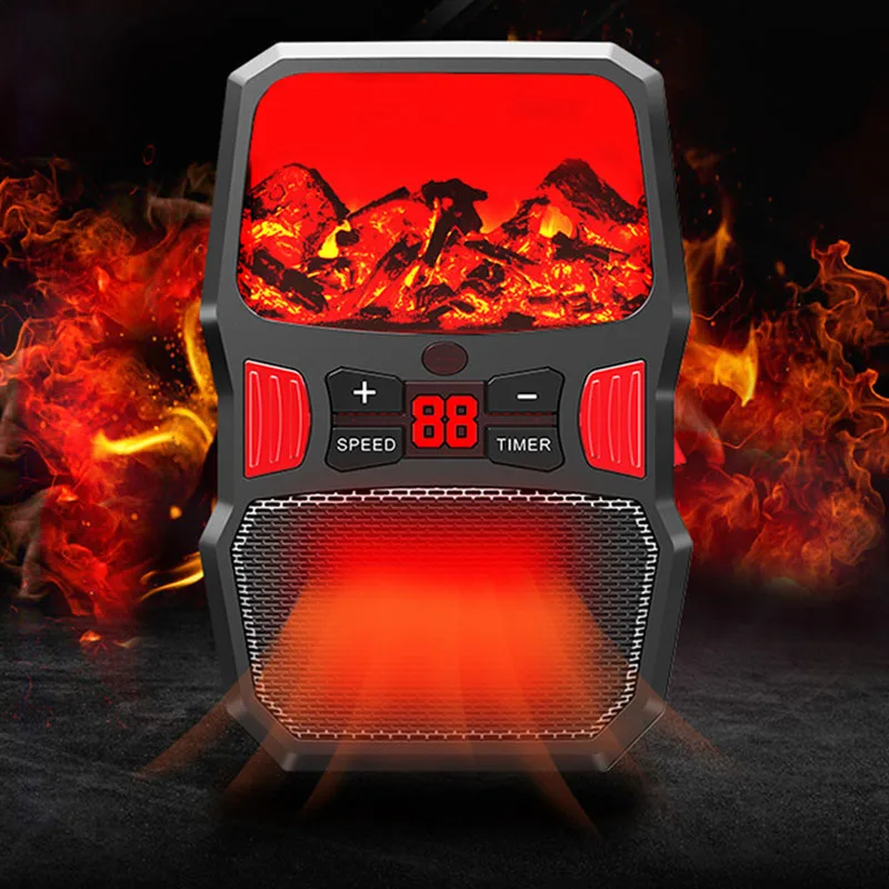 

hot sale 1000W Mini Electric Wall Type Flame Heater Plug-In Air Heater Radiator Home Wall-Mounted Convenient Fan UK Plug