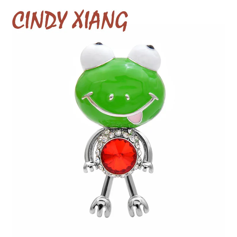 

CINDY XIANG Cute Enamel Frog Brooch Rhinestone Animal Pin Brooches For Women Cartoon Style Design Autumn Jewelry Kids Gift