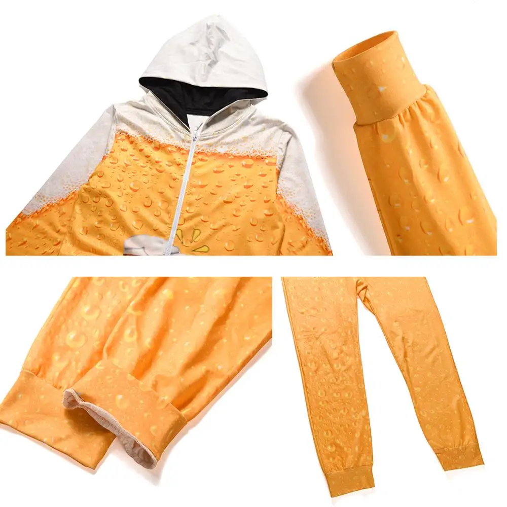 Men's Long Sleeves Jumpsuits Winter Pullover Hooded Pyjamas Vivid Beer Imprinting Pajamas Top Selling Sleepwear Men's Long Sleeves Jumpsuits Winter Pullover Hooded Pyjamas Vivid Beer Imprinting Pajamas Top Selling Sleepwear