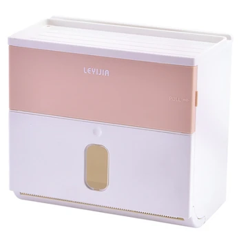 

LEYIJIA Waterproof Toilet Paper Holder Wall-Mounted Paper Roll Holder Storage Box Toilet and Bathroom Tissue Box ( Pink)