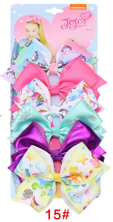 Hair Bows 15 6 шт./лот, 5 дюймов, бант зажим для волос, рождественские банты для волос для детей, девочек, ручная работа, шпилька-бант, заколка, детские аксессуары для волос - Цвет: Hair Bows 15