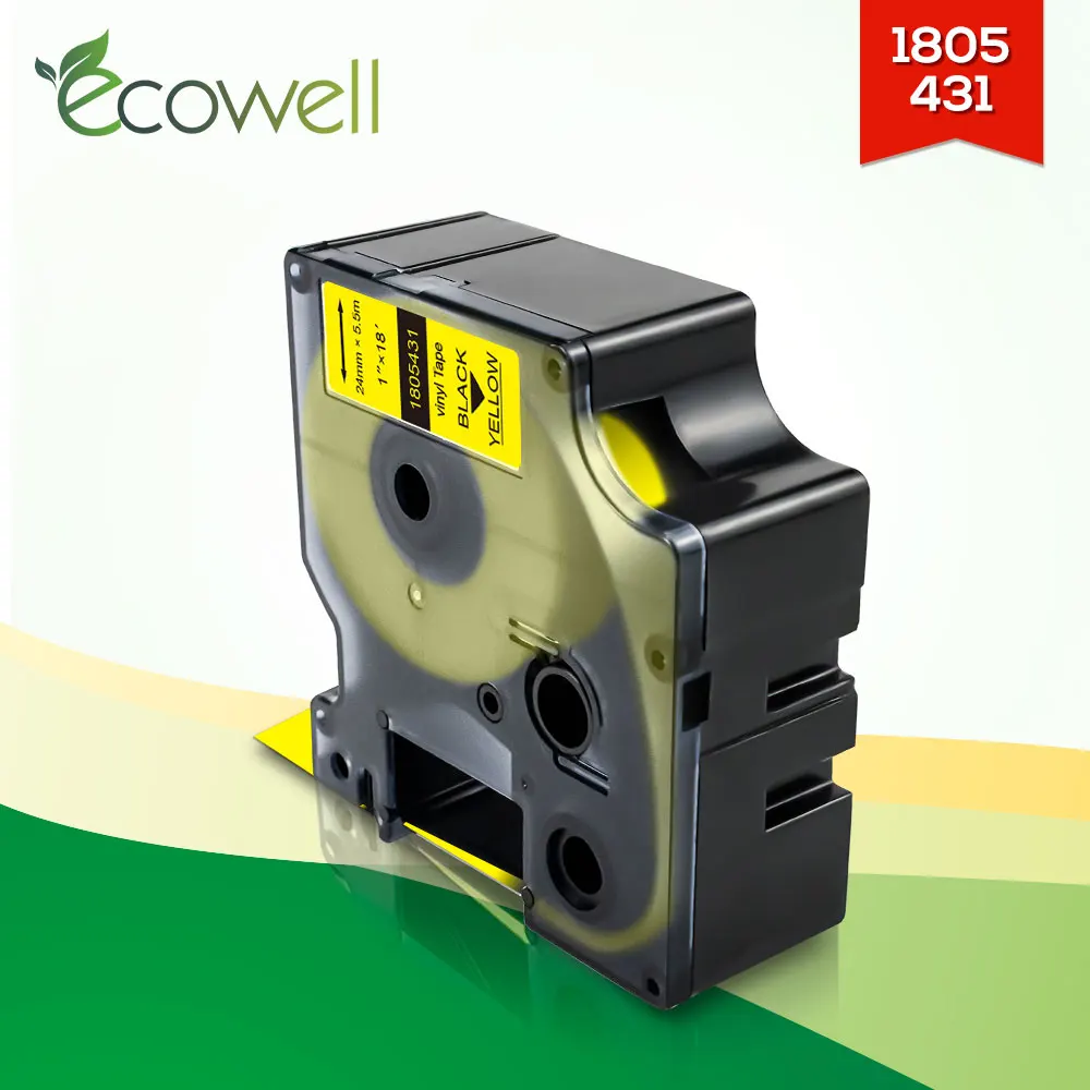 Этикетка Ecowell 1 шт. 1805431 24 мм для Dymo Rhino IND виниловая этикетка черная на желтом 4200 5000