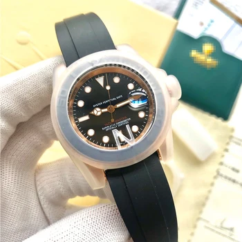 Reloj de pulsera Rolexable para hombre, diseño Retro de zegarek meski, correa de cuero, totalmente automático, reloj de pulsera para hombre