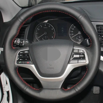 

DIY Hand-stitched Black High Soft Leather Car Steering Wheel Cover for Hyundai Solaris 2017-2019 Accent Elantra 4 2016-2019