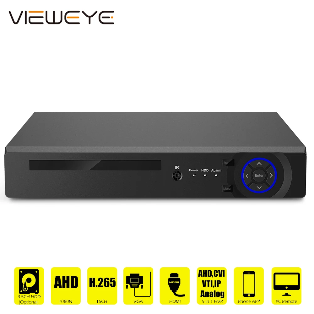 DVR 16CH H.265 CCTV рекордер для CVBS AHD аналоговая камера IP Onvif P2P 1080P видео Наблюдение