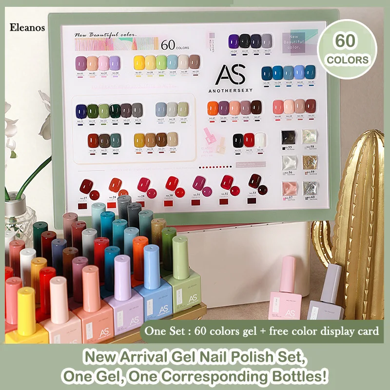 Eleanos New 60 Colors Gel Polish Set Color Gel Polish 60 Different Bottles For Nail Art Design Whole Set Nail Gel Learner Kit