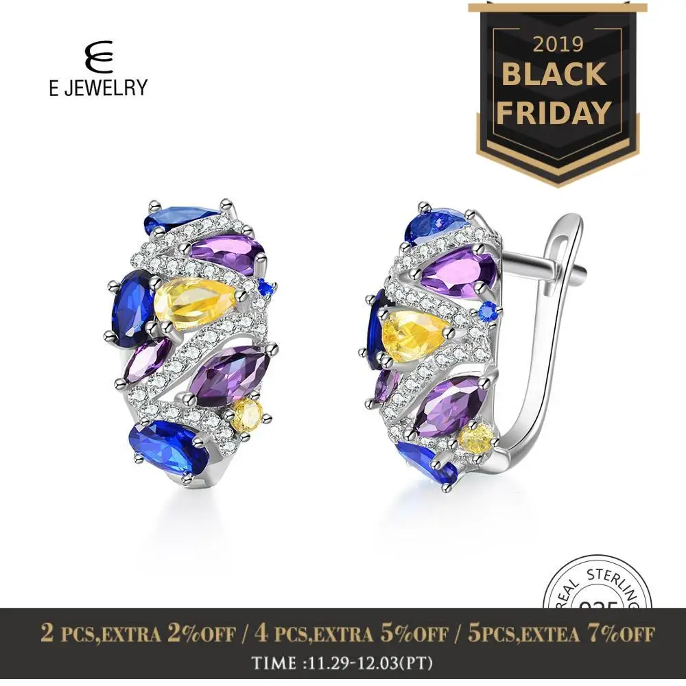 

E Jewelry 925 Sterling Silver Cubic Zirconia Earrings for Women Luxury Huggie Earring Wedding Fashion Jewelry Gift