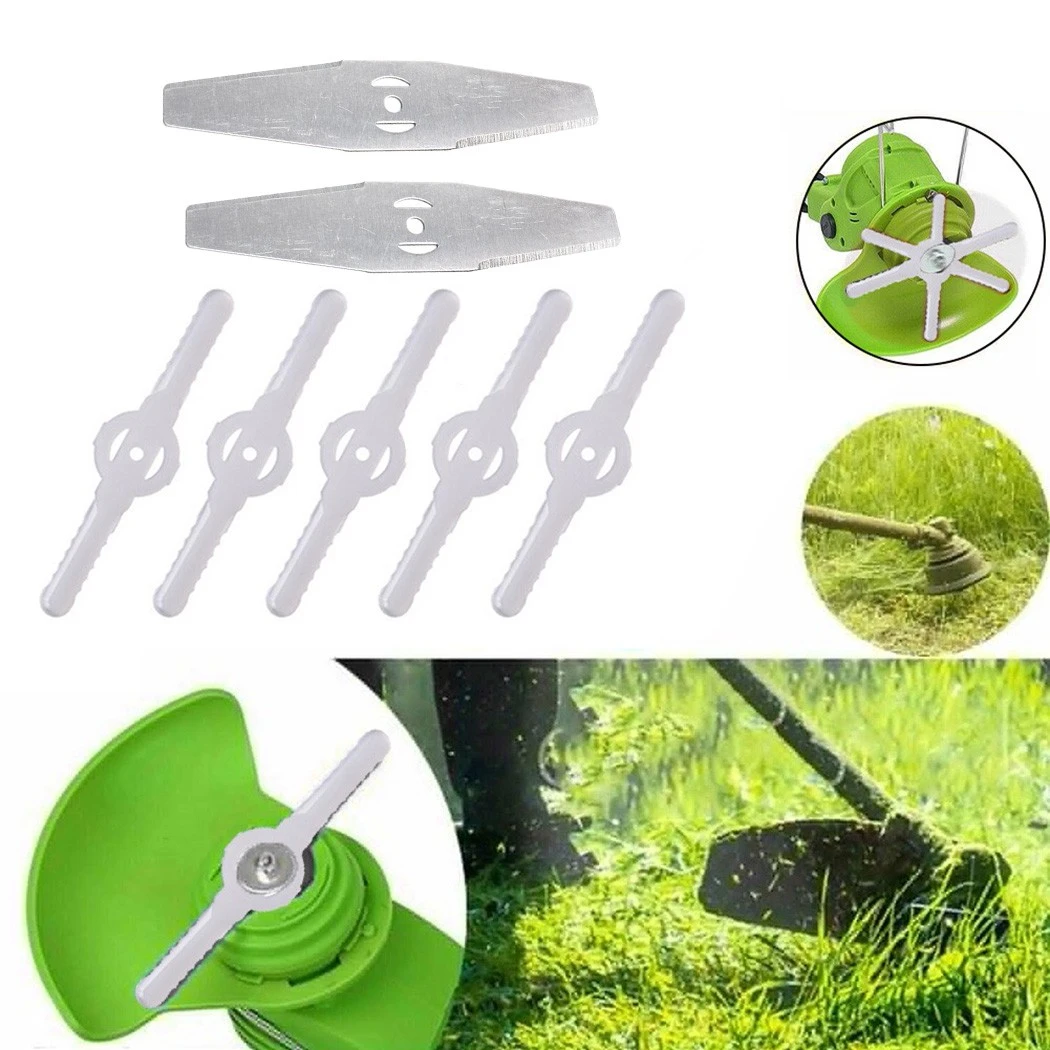 hedge trimmers for sale 5pcs Plastic Grass Trimmer Blades+2pcs Stainless Steel Blade Replace For Lawn Mower Trimmers Lawn Mower Knives Garden Tool best professional long reach hedge trimmer