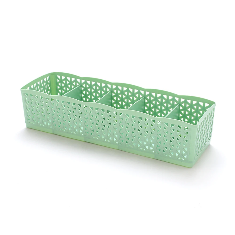 5 Cells Divider Hollow Storage Box Plastic Organizer for Tie Bra Underwear Socks Drawer Cosmetic Home Bedroom Save Space Basket - Color: c