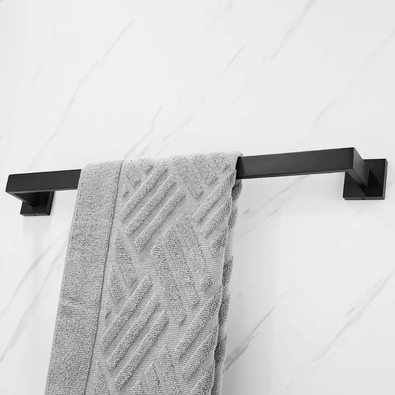 Черная квадратная длинная штанга Из Нержавеющей Стали, вешалка для полотенец, одинарная штанга, современное простое банное полотенце, полотенце для ванной, принадлежности для ванной комнаты, Hardwa