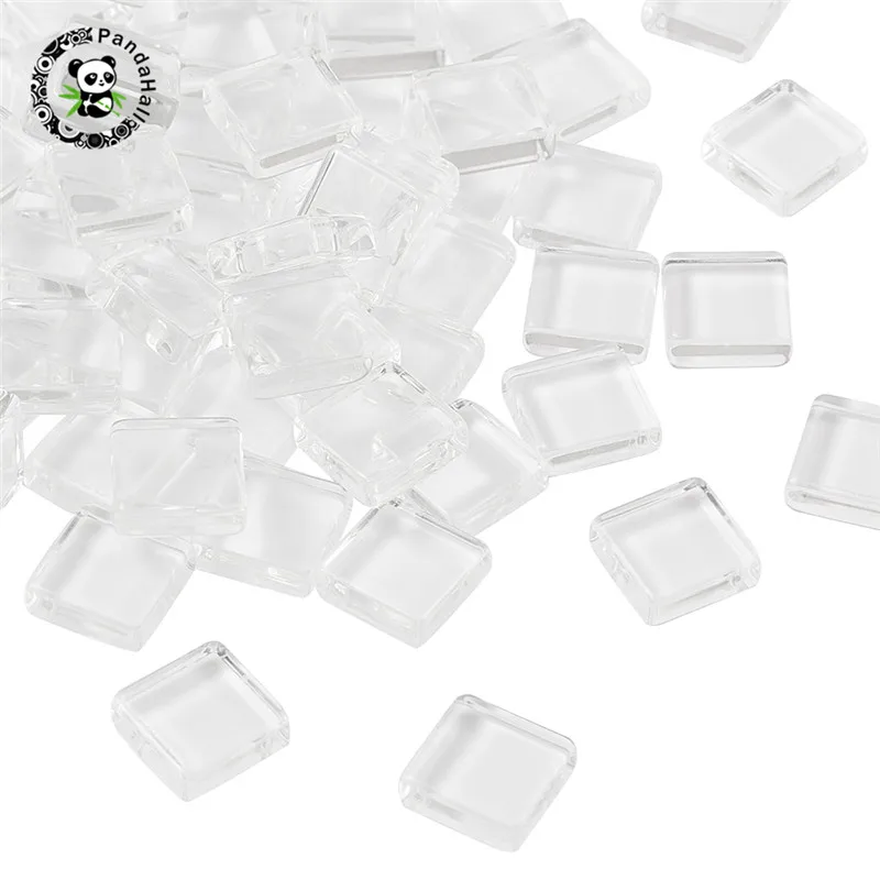 

pandahall 100 pcs Transparent Square Glass Cabochons for Jewelry Findings DIY Making Accessories Clear 10x10x4mm