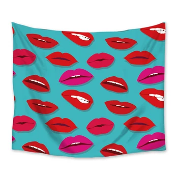 

Sexy Female Red Lips Tapestry Wall Hanging Polyester Home Bedroom Decor Bedspread Beach Mat Blanket Yoga Mat Tapestries