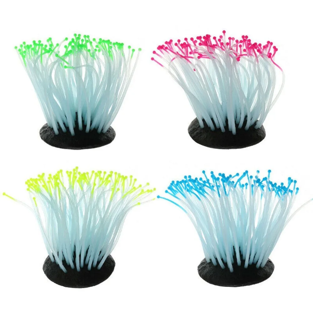 Aquarium Decoration  Fish Tank Luminous Sea Anemone Artificial Coral Ornament  (6)