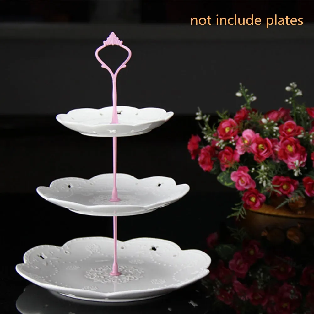 three layers pink Cake Rack Holder Rack Cake Crown Metal Wedding Decoration Home& Kitchen Plate Fitting 2/3 Layers - Цвет: three layers pink