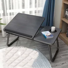 Mesa de ordenador portátil, escritorio para computadora Simple con ventilador para cama, sofá plegable, ajustable