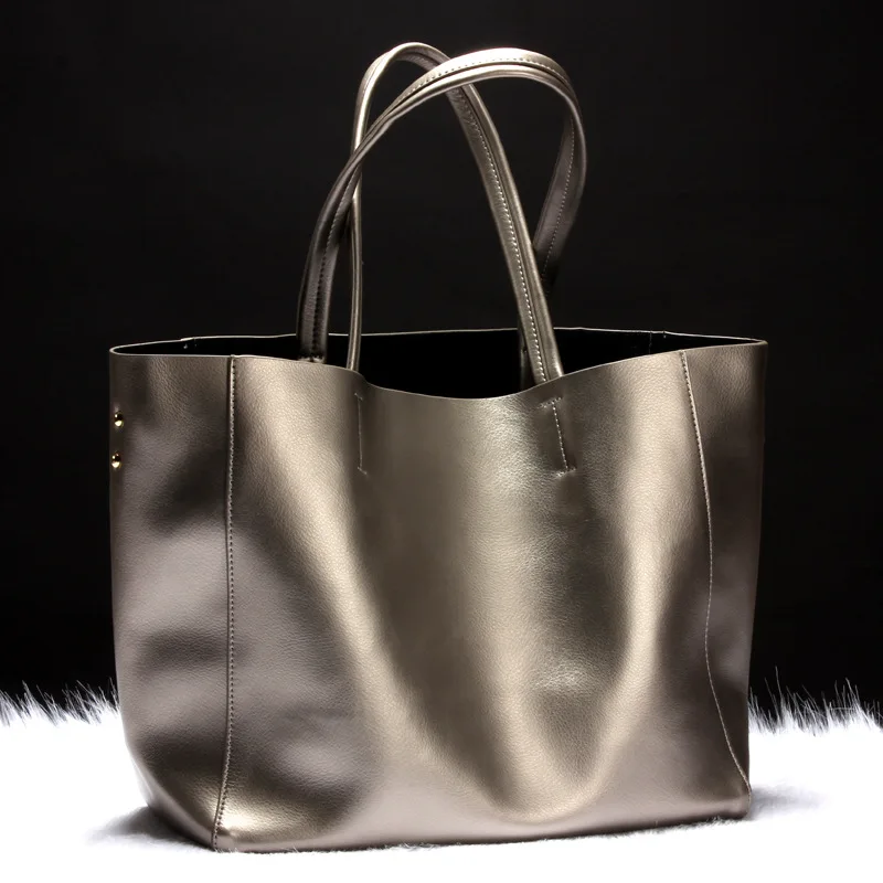 

Women's Fashion Metallic Leather Large Capacity Handbag Set Shipping Shoulder Tote Casual Bag for Business Office Daily