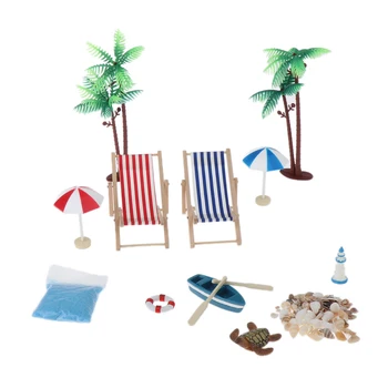 

1/12 Beach Miniature 12pcs Kits Set for DIY Garden Dollhouse Life Scenes