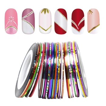 

10pcs Gold Silver Striping Sticker Mixed Colorful Striping Decals Roll Line Tape DIY Nail Art Polish Decorations Tools