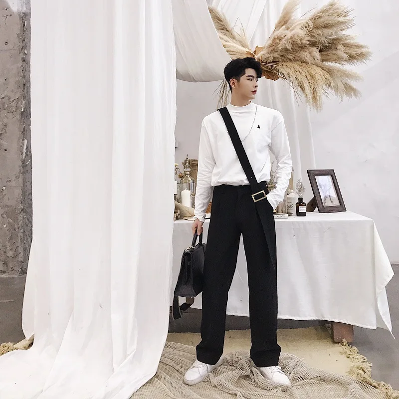 

Self Built Station Origional Design Suspender Strap Deconstructable Versatile Korean-style Casual Men's Long Loose Pants A345-10