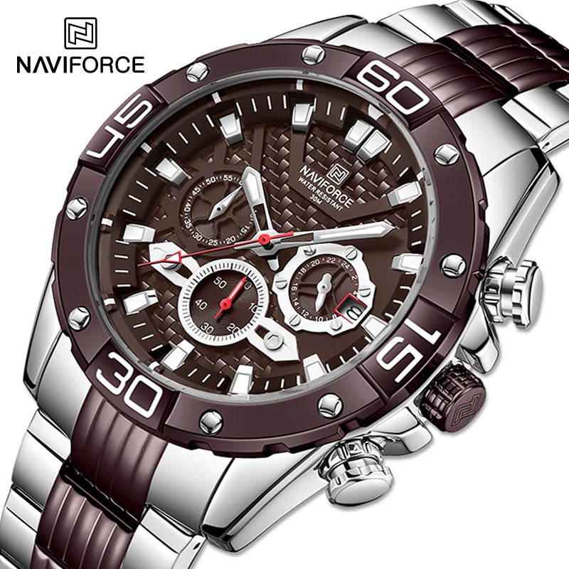 

NAVIFORCE мужские модные часы из нержавеющей стали водонепроницаемые часы Топ бренд Роскошные наручные часы Спортивные кварцевые часы Relogio Masculino