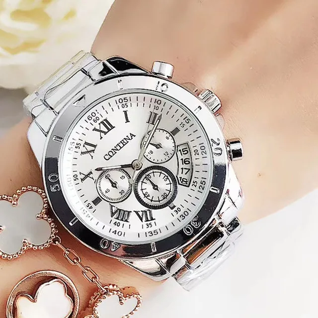 Zegarek damski montre femme женские часы женские кварцевые часы Relogio Feminino оригинальные часы известного бренда Contena Geneva - Цвет: silver