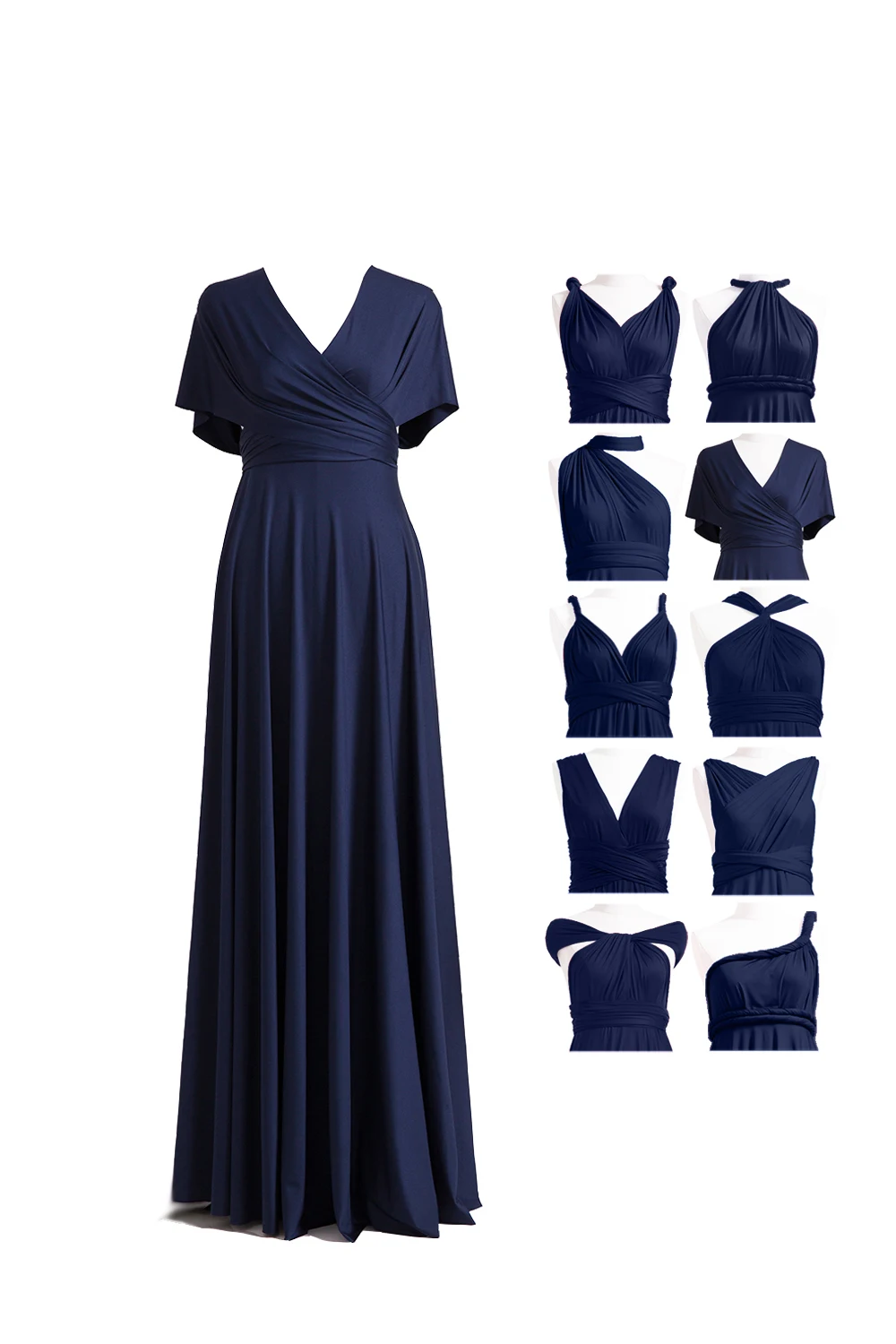 Темно-синее коктейльное платье Бесконечность Макси длинное платье многоходовое платье размера плюс платье-трансформер с запахом вечерние коктейльные платья