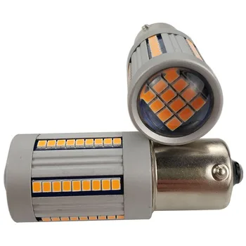 

2Pcs Car 7440 1156 LED No Hyper Flash White Amber 66SMD T20 W21W S25 1156 BA15S BAU15S LED Bulb For Turn Signal Lights