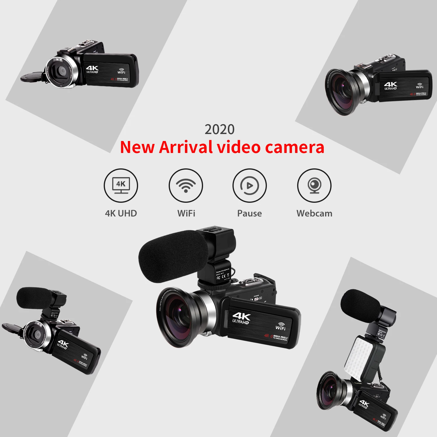 

4K Video Webcam Camcorder 3.0 Inch Touch Screen Remote Control Outdoor Camera Youtube Facebook WiFi Video Photography Handycam