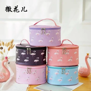 

Cylinder cosmetic beauty da viaggio bag makeup bag Women's waterproof PU cartoon hand wash bag large capacity wholesale