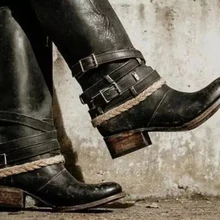 Sapato feminino/женские прогулочные ботинки винтажные женские сапоги до колена из искусственной кожи женская обувь в гладиаторском стиле с перекрестной шнуровкой для девочек