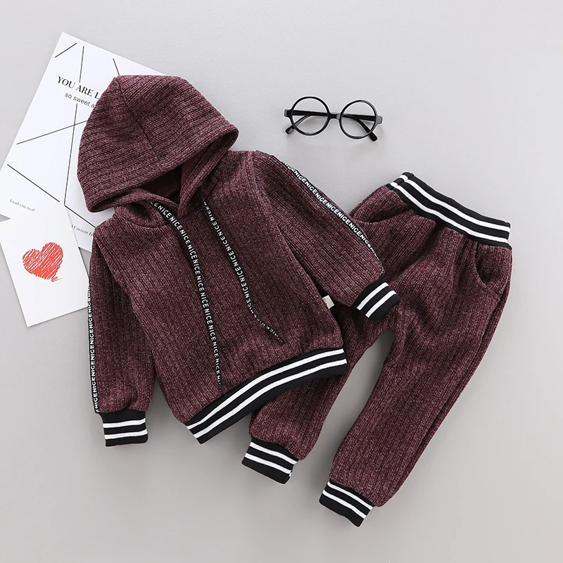

Autumn Baby Boy Clothes Outfits 2pcs Long Sleeve Striped Letters Hoodie Sweatshirt+Trousers Pants Casual Sets