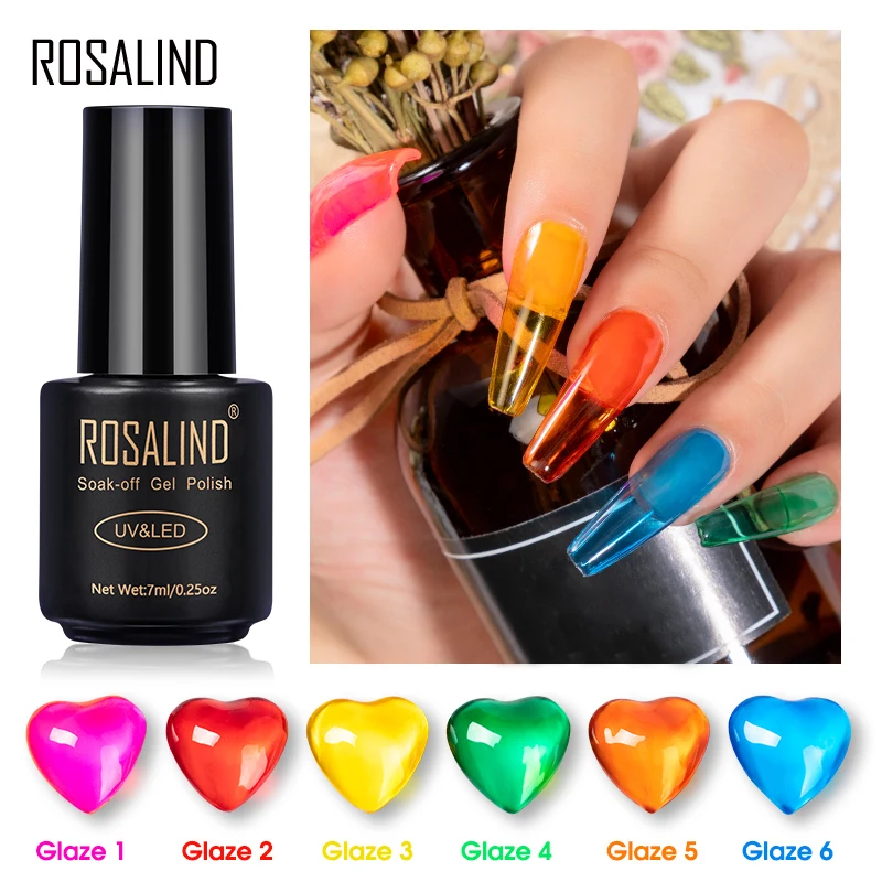 Неоновый Гель лак ROSALIND гибридный Желейный для ногтей полуперманентный УФ