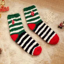 6 пар, женские зимние Пушистые Носки-тапочки, Рождественские теплые Чулочные изделия с вышивкой