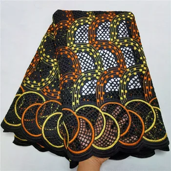 

5 yard Swiss lace fabric 2019 latest heavy beaded embroidery African cotton fabrics Swiss voile lace popular Dubai style HL101