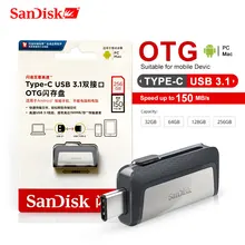 Sandisk флеш-накопитель 128 ГБ 256 ГБ SDDDC2 Экстремальная высокая скорость type-C USB3.1 двойной OTG USB флеш-накопитель 64 Гб 16 Гб 130 м/с флешки 32 Гб