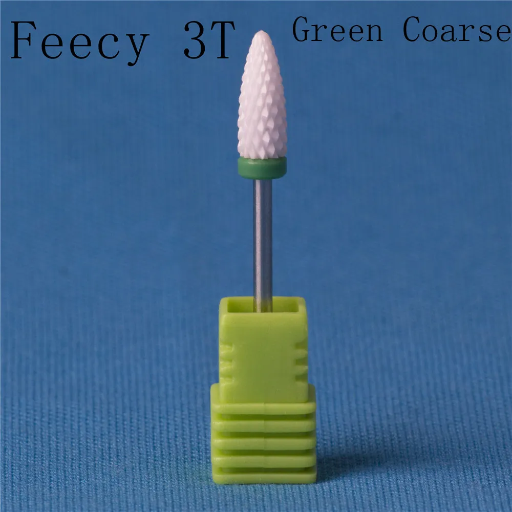 Резак для маникюра, керамические сверла для ногтей, аксессуары для маникюрной машины, вращающиеся электрические пилки для ногтей, инструмент для маникюра, инструмент для дизайна ногтей Feecy - Цвет: Feecy 3T green C