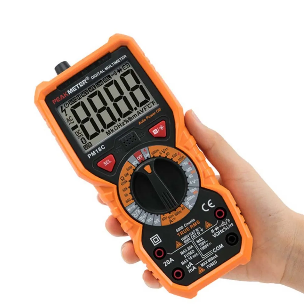 PM18C цифровой мультиметр с истинным RMS AC/DC сопротивление напряжения Емкость Частота Температура бесконтактный Тестер Напряжения