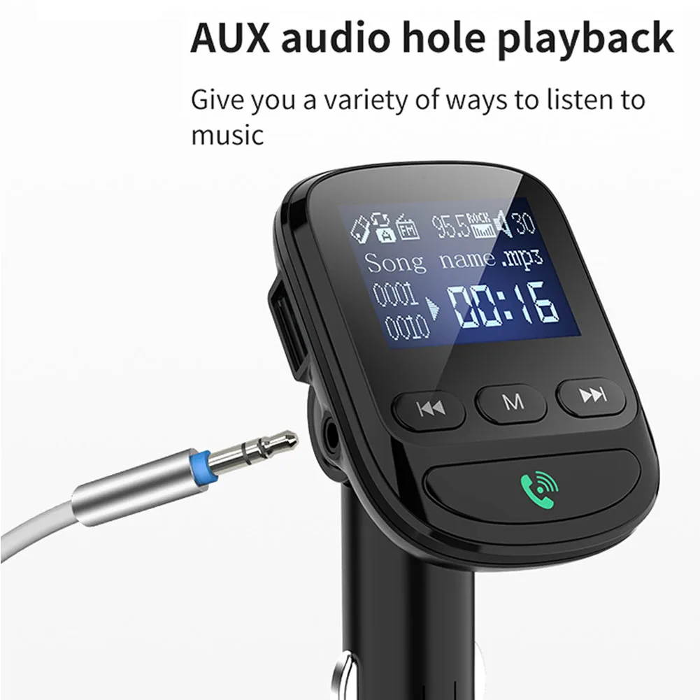 Музыкальный Интеллектуальный Aux Выход двойной USB FM передатчик ЖК-дисплей Быстрая зарядка электронный Автомобильный Bluetooth MP3 плеер Многофункциональный