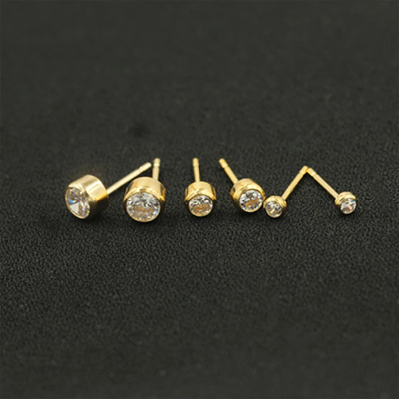 14K Gold Filled 2MM/3MM/4MM Zircon Earrings Gold Jewelry Gold Filled Stud Earrings Brincos Pendientes Oorbellen Boho Earrings