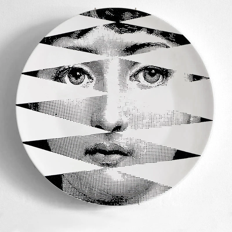 26 Топ Моды Milan rosenthal Piero fornasetti тарелки цвет черный и белый иллюстрации подвесные блюда образец комнаты/дома/отеля украшения - Цвет: 26