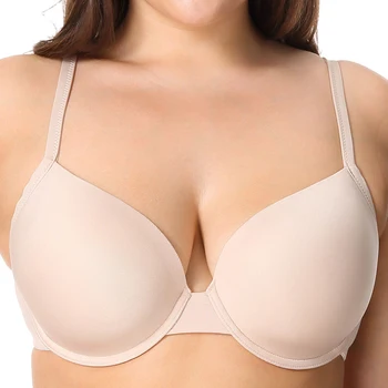 

Free & Drop shipping Women's Smooth Full Coverage Underwire Essential Plus Size T-Shirt Bra 32 34 36 38 40 DD E F G